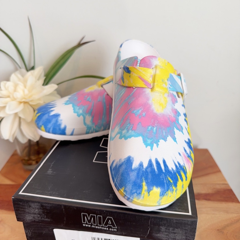 Mia‎ Bela Print Slip-on Tie dye Clogs US8